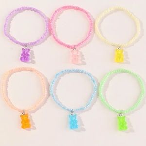 2/$10 NEW! Cute Gummy Bear Bracelet Colored Beads Matching Adjustable